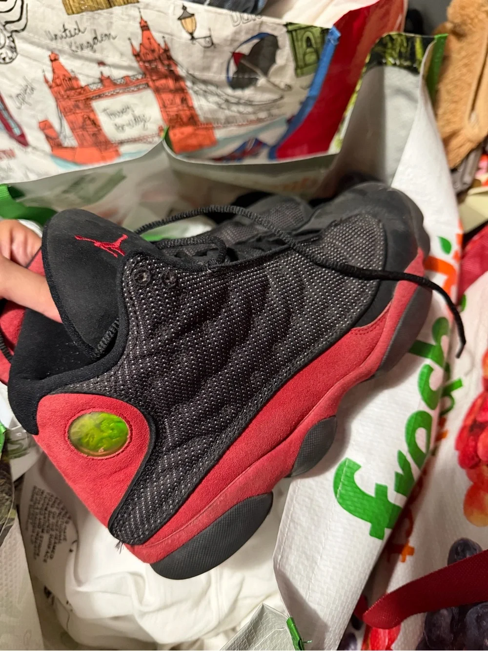 Jordan Men's Black and Red Retro Basketball Sneakers